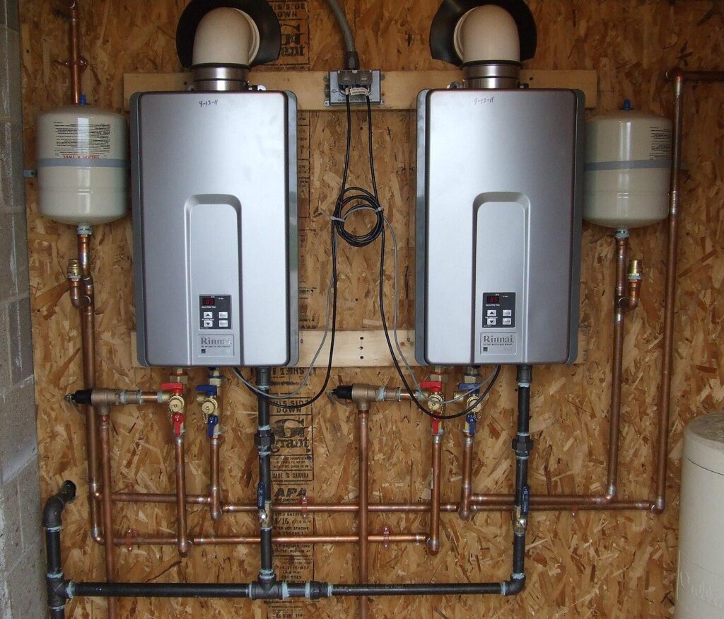 Tankless water heater newly installed in a home