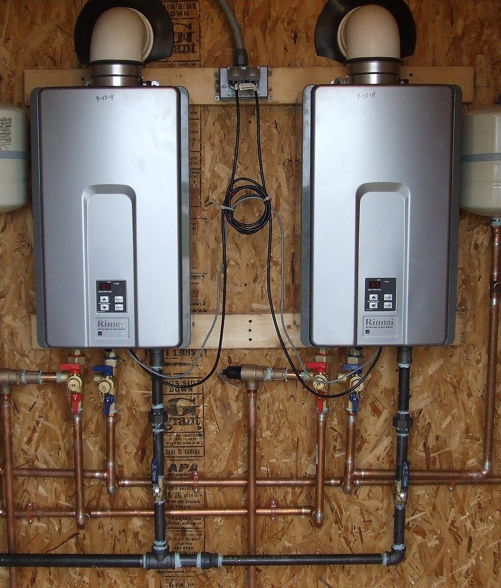 Tankless water heater newly installed in a home